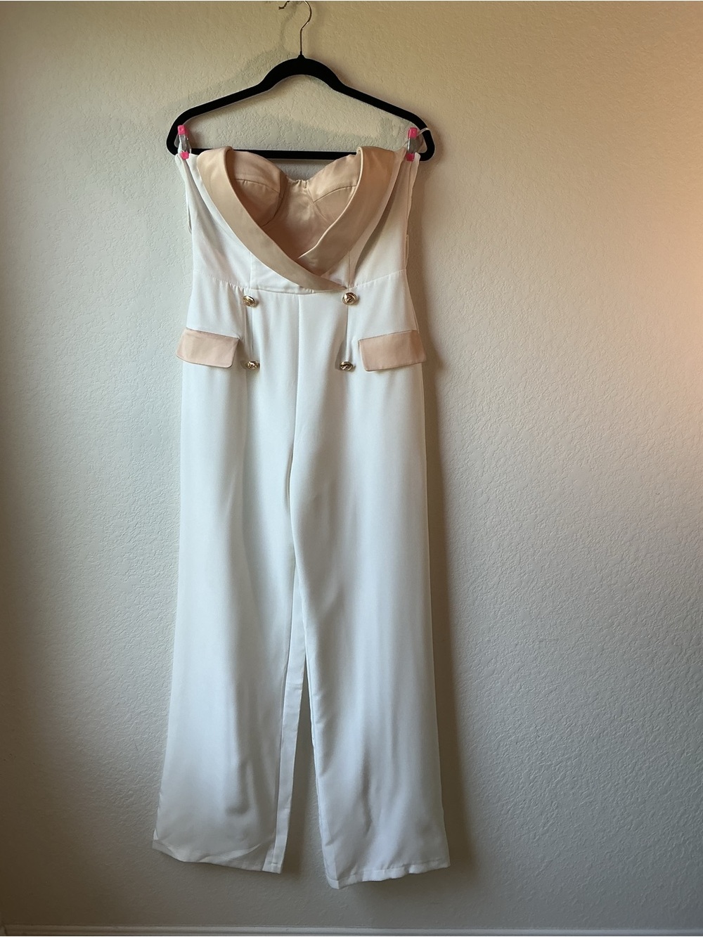 Fashion Nova Black Tie Affaire Jumpsuit White M NWT